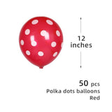 50 Pcs 12" Latex Balloons, Red Polka Dot Balloons For Valentine'S Day