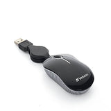 Wired Optical Computer Mini Usb-A Mouse - Plug & Play Corded Small Travel Mouse With Retractable Cable Black 98113