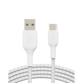 Belkin BoostCharge Braided USB-C to USB-A Cable (1M/3.3ft) for iPhone 16, iPhone 16 Pro, Samsung Galaxy S25, S24, Note20, Google Pixel 9 & 8, iPad Pro, Nintendo Switch 2, Carplay & More - White