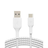 Belkin BoostCharge Braided USB-C to USB-A Cable (1M/3.3ft) for iPhone 16, iPhone 16 Pro, Samsung Galaxy S25, S24, Note20, Google Pixel 9 & 8, iPad Pro, Nintendo Switch 2, Carplay & More - White