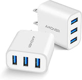 Usb Wall Charger, 2Pack 15W 3-Port Usb Charger Block Iphone Cube Charging Blocks For Iphone 14/13/12/11/X/Xr/X/8/7/6, Galaxy, Android Phones And More