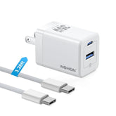 35W Usb-C Wall Charger Block: Gan Pd 3.0 Fast Charging Block, Foldable Compact Power Adapter With 3Ft Usb C To C Cable For Iphone 15/14/Pro Max/Plus/13/12 (White)