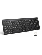 Bluetooth Keyboard Rechargeable, 2.4G Wireless Keyboard, Full-Size Ergonomic Cordless Silent Computer Keyboard, Spill-Resistant, Quiet Typing, Stable Connection For Pc/Laptop/Computer/Phone