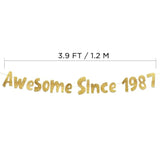 Awesome Since 1987 Gold Glitter Banner - 38Th Birthday And Anniversary Party Decorations