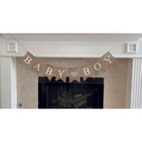 Baby Boy Burlap Banner For Baby Shower Decorations And Gender Reveal Party (Light Blue Heart)