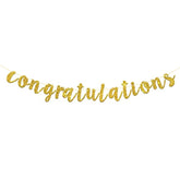 Gold Glitter Congratulations Banner For Wedding, Anniversary, Graduation, Congrats Master Bunting, Retirement Party Decorations Supplies