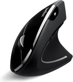 Perimice-813B Bluetooth Vertical Mouse - Wireless 3-In-1 Multi-Device Technology - Travelling Carry Bag - Black - Right Handed