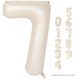 40'' Beige Number 7 Balloons, Giant Self Inflating Cream Foil Number Balloons Set 0-9, Large White Sand Digital 7 Helium Balloon For Girls Boys 7Th Birthday Party Decorations Anniversary Supplies