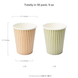 Sage Green Orange Striped Paper Cups Pastel Fall Themed Party Cup Forest Friends Autumn Kids Birthday Tableware Fall Woodland Birthday Party Supplies - Pack Of 50