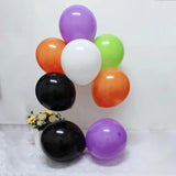 100Pcs Halloween Balloons with Ribbon - 12" Black, Orange, White, Purple & Green Party Decor