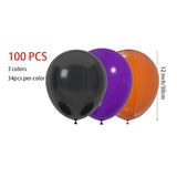 100 Pack 12 Inch Black Orange Purple Latex Balloons Halloween Party Decorations