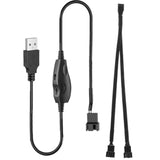 12V Voltage Step-Up Usb To 3-Pin And 4-Pin Pc Fan Sleeved Power Adapter Cable+Splitter Cable 1 To 2 With Switch And Speed Regulator