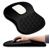 Ergonomic Mouse Pad Wrist Support With Massage Design, Wrist Rest Pain Relief Mousepad With Memory Foam&Nonslip Pu Base, Mouse Pads For Wireless Mouse & Desk (12X8 Inch,Black)