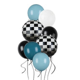 Race Car Balloon Bundle Checkered Balloons Blue Black Latex Balloon Boy One Happy 1St 2Nd Vintage Two Fast Theme Fast One Race Car Birthday Party Decor Supplies 20 Pcs Kit