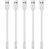 6-Inch Short Flat White Micro USB Cable - Bulk 5-Pack for Charging and Data Transfer