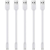 6-Inch Short Flat White Micro USB Cable - Bulk 5-Pack for Charging and Data Transfer