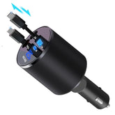 Retractable Car Charger,Fast 4 In 1 Charger For Iphone And Type C Pd 60W,Retractable Cables And 2 Charging Ports Car Charger For Iphone 17/16/15/14,Ipad,Galaxy,Google And Multiple Devices(Black)