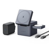 Anker MagSafe Charger Stand, iPhone 16 Wireless Charger, 3-in-1 Cube with MagSafe, 15W Foldable Fast Charging Stand, For iPhone 16/15/14/13, Apple Watch 1-8/Ultra, AirPods (30W USB-C Charger Included)
