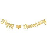 Gold Glittery Happy Anniversary Banner For Wedding Anniversary Party Decorations