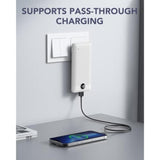 10000mAh Portable Charger with USB-C & AC Plug, Compact Travel Power Bank White