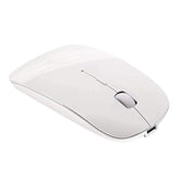 Tsmine Bluetooth Wireless Mouse - Slim Rechargeable, Noiseless Click & 3 Adjustable DPI Levels for Laptop, Tablet, iMac, MacBook Air - White