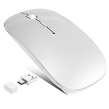 Bluetooth Wireless Laptop Mouse For Macbook Air Ipad Mac, 2.4G Rechargeable Computer Mouse With Jiggler Mode, Silent Optical 2 Mode Bluetooth 5.2/3.0 & 2.4G Usb-A/Type C Portable Mice, Silver