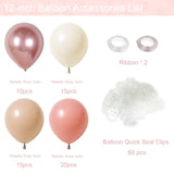 60 Pcs 12” Latex Balloons With 60 Easy-Seal Clips, No Knots Needed, Blush Nude Pink White Beige Boho Balloon Set For Baby Shower, Birthday, Wedding Party Decor