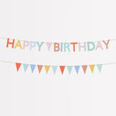 Meri Meri Mini Matchbox Happy Birthday Banner (Pack of 2), Reusable Party Decorations, 5' Birthday Party Banner with Excess Cord