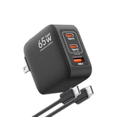 Nexgo 65W Usb C Charger, 3-Port Gan Foldable Usb C Charger Block, Compatible With Iphone 16/15, Macbook Pro/Air, Ipad, Galaxy S24 And More Series