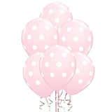 50 Pcs 12" Latex Balloons, Pink Polka Dot Balloons For Brithday Balloo