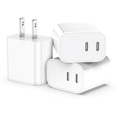 Usb C Charger,3-Pack Dual Port Usb C Fast Charging Block?Type C Wall Charger Plug For Iphone 15/14/13/12/11/ Pro Max/Plus/Xs Max/Xr/X,Ipad Pro/Samsung Galaxy(20W)