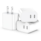 USB C Charger Block,3-Pack Dual Port USB C Fast Charging Block?Type C Wall Charger Plug for iPhone 16/15/14/13/12/11/ Pro Max/Plus/Xs Max/XR/X,iPad Pro (20W)