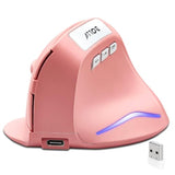 Wireless Vertical Ergonomic Optical Mouse, Pink Computer Mouse With 3 Adjustable Dpi 1000/1600/ 2400, 5 Buttons For Laptop, Desktop, Pc, Macbook