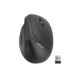PHILIPS Ergonomic Mouse - Vertical Mouse with 800/1200/1600 Adjustable DPI, 6 Silent Buttons Design for S/M Hands, Auto Power Saving,Light Weight, 2.4GHz Wireless Mouse for Laptop, Desktop, PC-Black