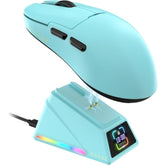 Aj159Apex 8Khz Wireless Gaming Mouse Ultralight 56G With Magnetic Screen Charging Dock 42000Dpi Paw3950 Sensor Tri Mode Bt/2.4Ghz/Type-C Wired Programmable For Esport Fps Pc Mac Gamer(Blue)
