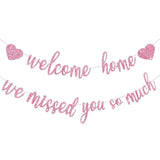 Welcome Home We Missed You So Much Banner Pre-Strung Glitter Welcome Home Decorations Office Homecoming Paper Garland Sign Party Supplies,No-Diy,Pink