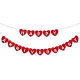 Pre-Strung Happy Anniversary Banner - No Diy Felt Wedding Anniversary Party Banner Sign Red Heart Garland For Romantic Wedding Decorations