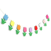Felt Fabric Tulip Banner - Felt Tulip Flower Garland/Bunting, Girls Room Decor,Spring Or Easter Flower Decoration (Green)