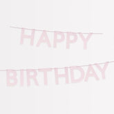 Meri Meri Pink Happy Birthday Banner (Pack of 1), 8' Birthday Party Banner with Excess Cord