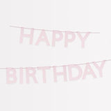 Meri Meri Pink Happy Birthday Banner (Pack of 1), 8' Birthday Party Banner with Excess Cord