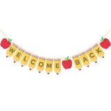 Back to School Banner Pre-Strung Apple & Pencil Garland for Classroom & Parties