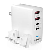 100W 4-Port Fast Pd Charger, Portable Type C Charger With Foldable Plug For Iphone 12/12 Pro Max/Airpods Max/Ipad/Macbook/Samsung And More