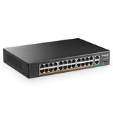 24 Port Poe Switch With 2 Gigabit Uplink Ethernet Port, 400W High Power, Support Ieee802.3Af/At, Rackmount Unmanaged Plug And Play Poe+