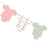 Christmas Tree Bodysuit Baby Shower Banner Red & Green Gingham