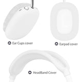 Silicone 3 in 1 Case Cover for Apple AirPods Max Headphones - Anti-Scratch Ear Cups Cover, Ear Pad Case Cover, Headband Cover - White