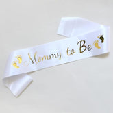 Mommy To Be White Satin Sash - Baby Shower Sash Decorations, Gender Reveal Party, Welcome Baby (1)