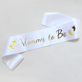 Mommy To Be White Satin Sash - Baby Shower Sash Decorations, Gender Reveal Party, Welcome Baby (1)