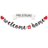 Black Welcome Home Banner Glittery Decoration for Housewarmings & Celebrations