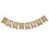 Mr And Mrs Burlap Banner Wedding Bunting Banner For Wedding Photo Props, Backdrop Or Table Decorations"