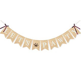 Burlap "Let's Paw-ty" banner with paw print for dog birthday and pet party décor